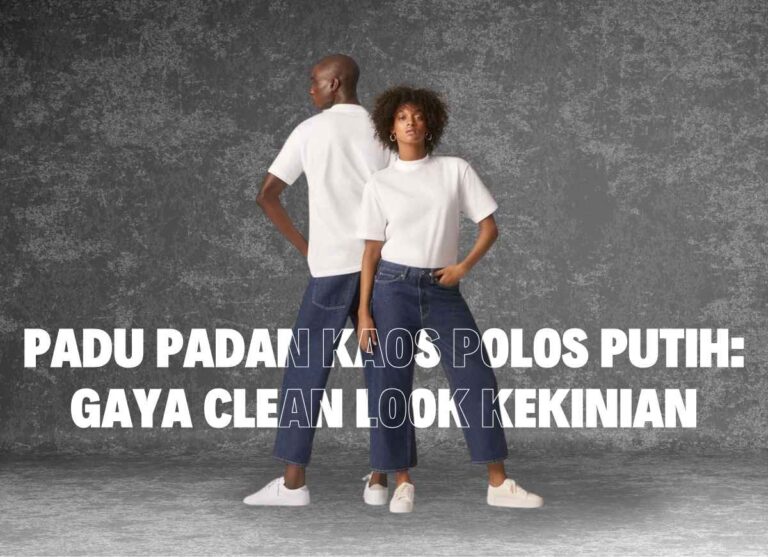 Banner pria dan wanita bergaya clean look memakai kaos putih polos