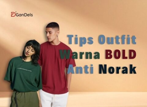 Model mengenakan outfit berani dengan warna bold anti norak