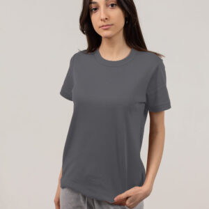 Kaos Cewek Pendek Warna Abu Tua Cotton Combed 30s dan 24s, Ringan dan Santai