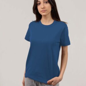Kaos Cewek Cotton Combed 30s dan 24s Warna Deep Blue, Nyaman dan Ringan