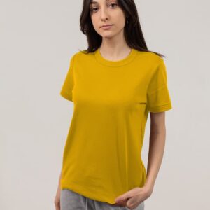 Kaos Cewek Pendek Warna Kuning Mas Cotton Combed 30s dan 24s, Cerah dan Adem