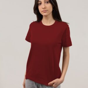 Kaos Cewek Pendek Maroon Cotton Combed 30s dan 24s, Warna Elegan