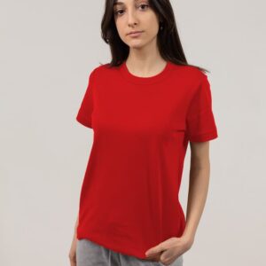 Kaos Cewek Warna Merah Cotton Combed 30s dan 24s, Menonjol dan Keren