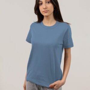 Kaos Cewek Pendek Cotton Combed Warna Sky Blue