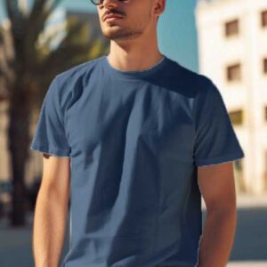 Kaos Polos Pendek Cowok Cotton Combed 24s/30s Warna Denim Blue - Dgandels